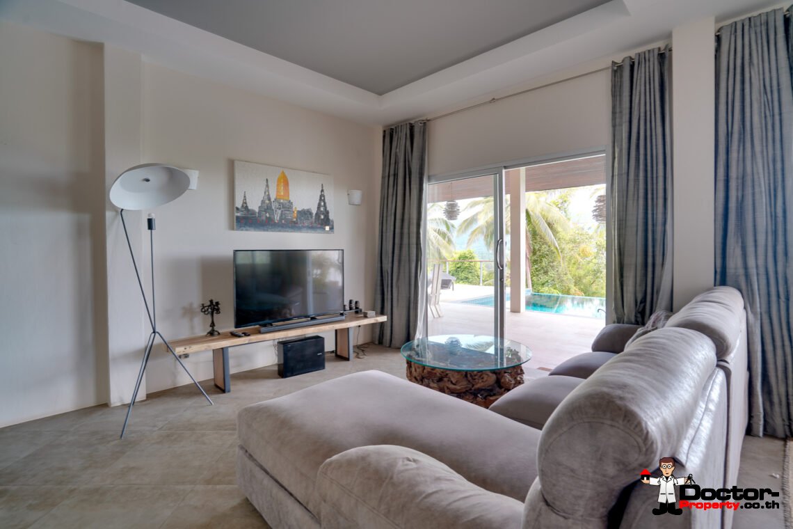 Tropical 2 Bedroom Pool Villa with Sea View in Laem Set, Koh Samui – For Sale